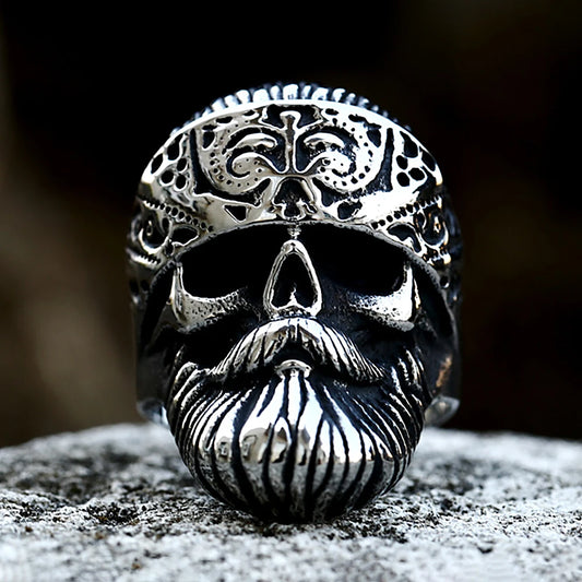 316L Stainless Steel Big Beard Skull Rings