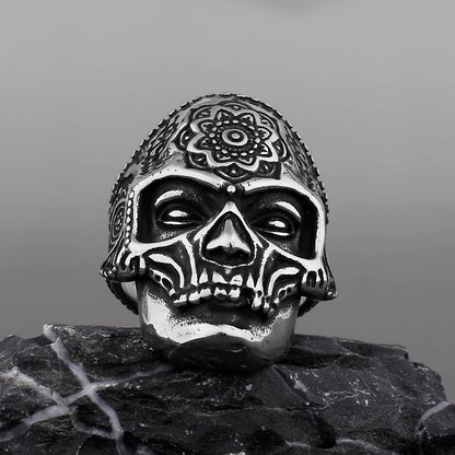 Unique Santa Muerte 316L Stainless Steel Skull Ring