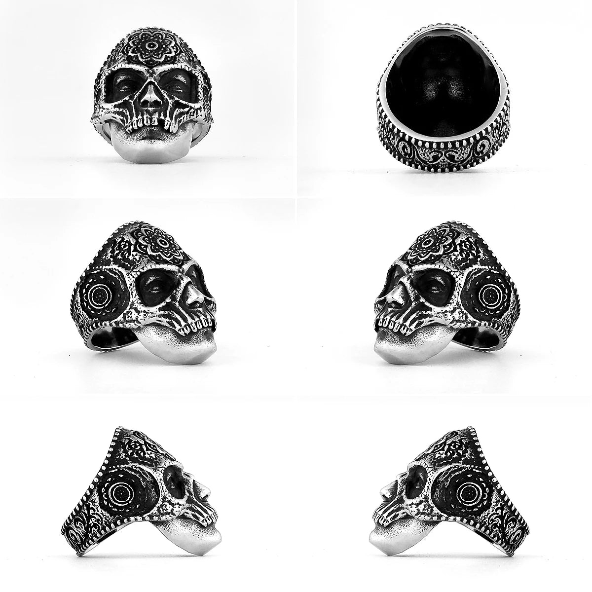 Unique Santa Muerte 316L Stainless Steel Skull Ring