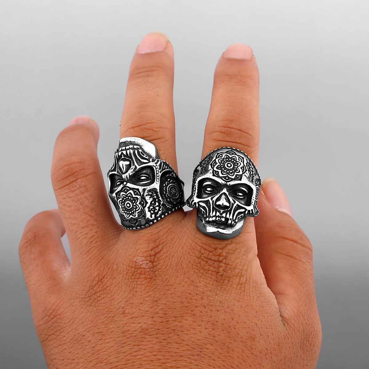 Unique Santa Muerte 316L Stainless Steel Skull Ring