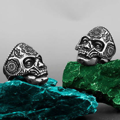 Unique Santa Muerte 316L Stainless Steel Skull Ring