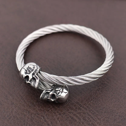 316L Stainless Steel Double Skull Head Bracelet