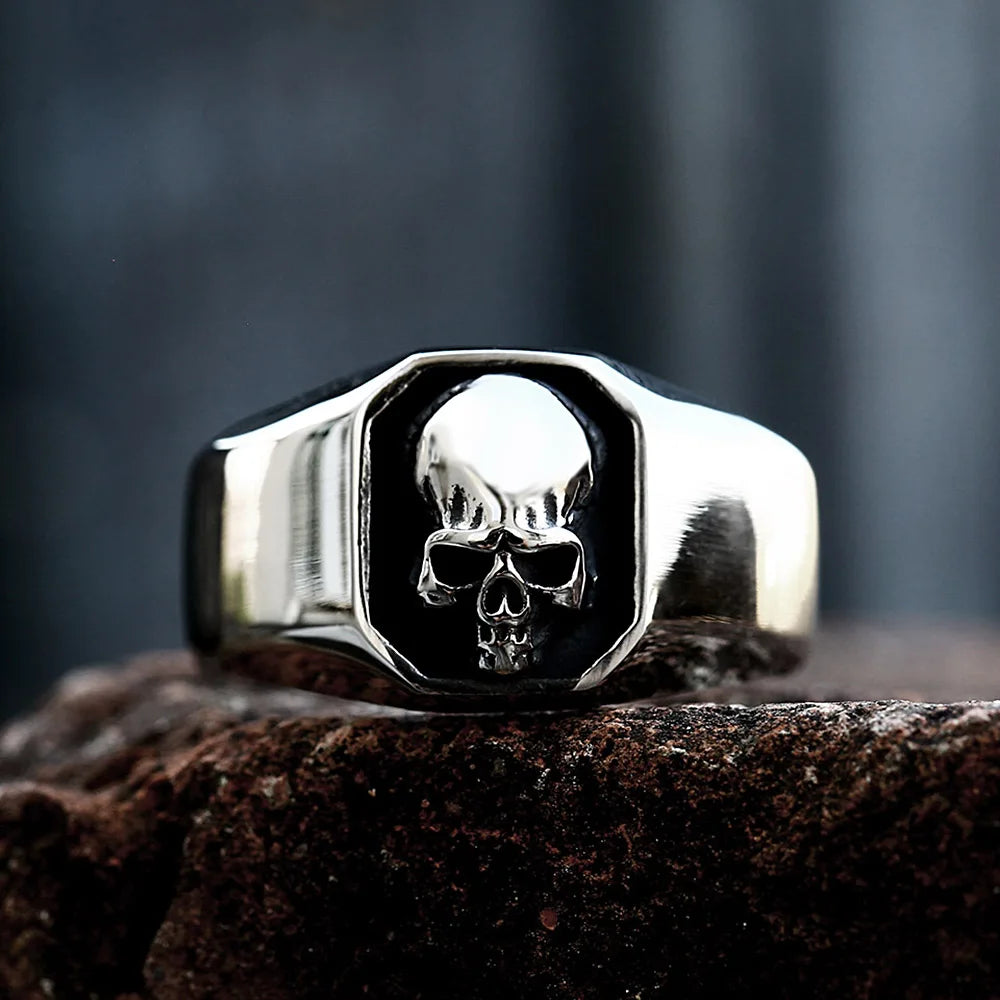 High Polish Vintage 316L Stainless Steel Skull Ring