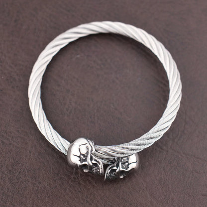 316L Stainless Steel Double Skull Head Bracelet