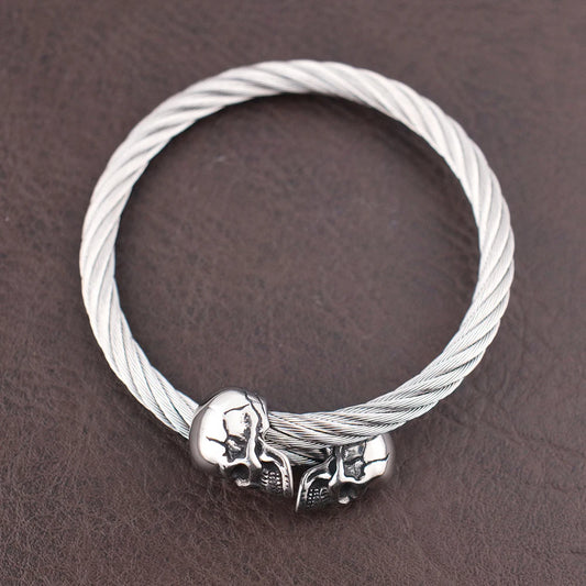 316L Stainless Steel Double Skull Head Bracelet