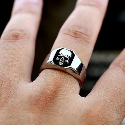 High Polish Vintage 316L Stainless Steel Skull Ring