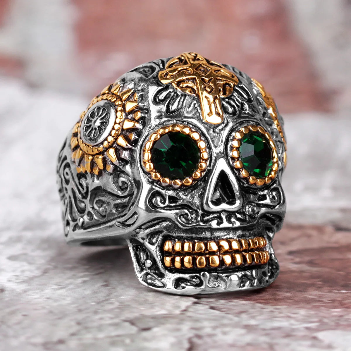 316L Stainless Steel Religious Cross Skull Rings