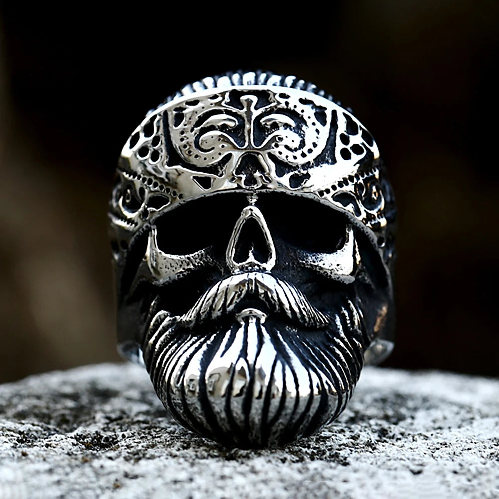 316L Stainless Steel Big Beard Skull Rings