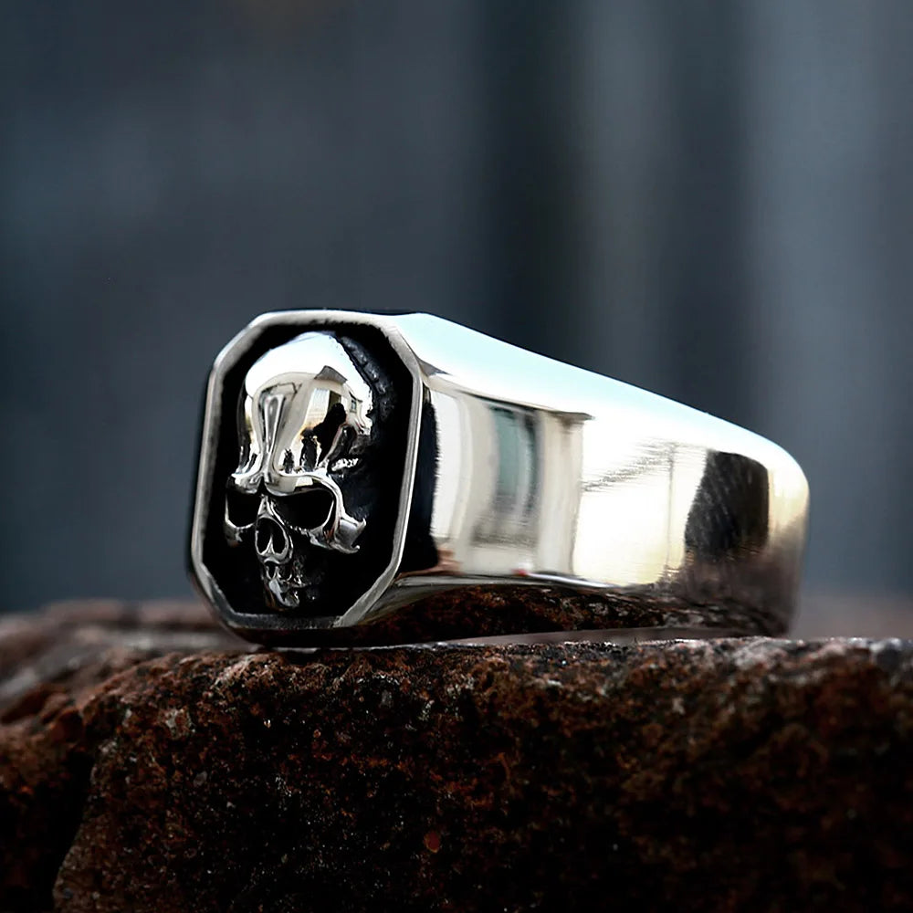 High Polish Vintage 316L Stainless Steel Skull Ring