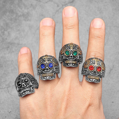 316L Stainless Steel Religious Cross Skull Rings