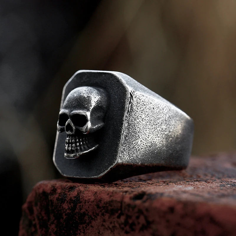 Gothic 316L Stainless Steel Skull Ring
