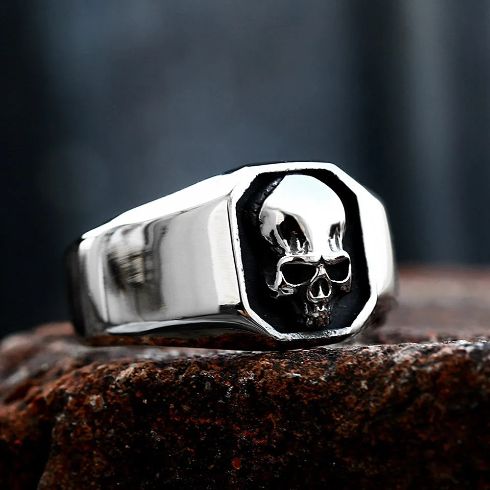 High Polish Vintage 316L Stainless Steel Skull Ring