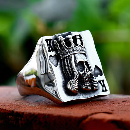 316L Stainless Steel Vintage Crown Skull Ring