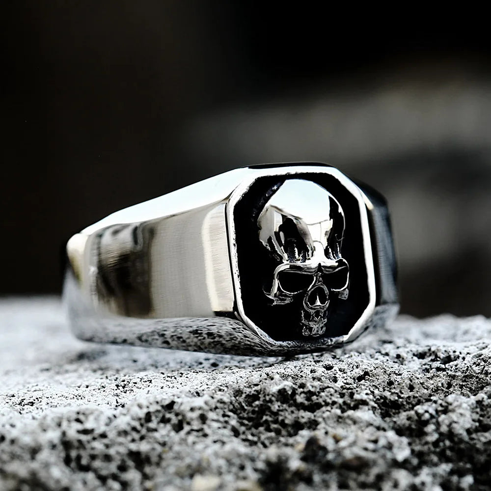 High Polish Vintage 316L Stainless Steel Skull Ring