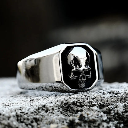 High Polish Vintage 316L Stainless Steel Skull Ring