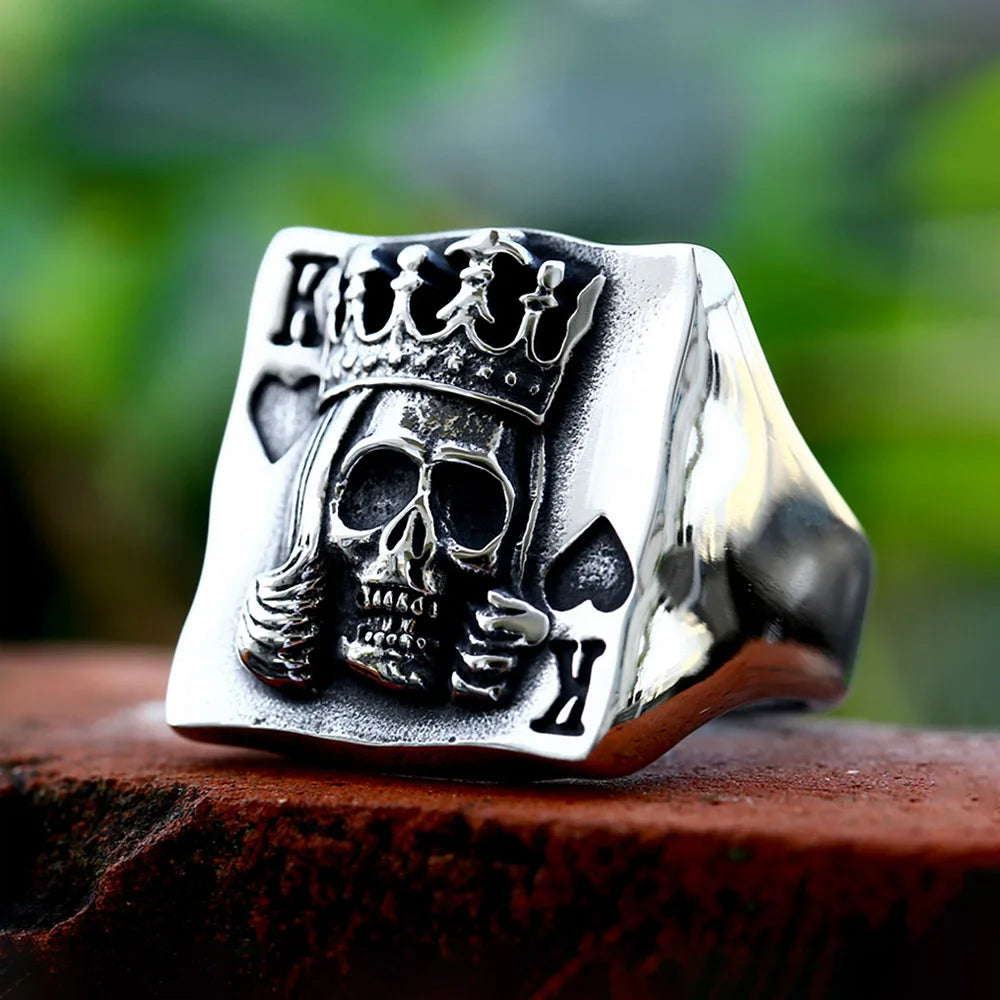 316L Stainless Steel Vintage Crown Skull Ring