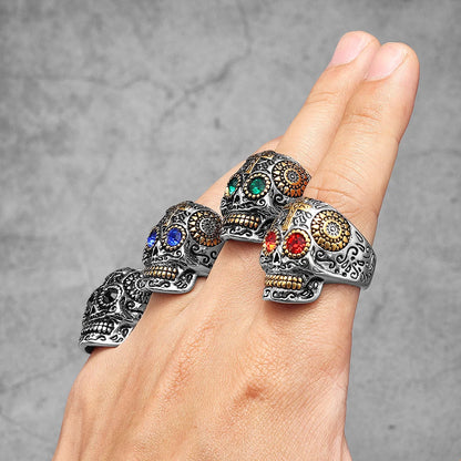 316L Stainless Steel Religious Cross Skull Rings