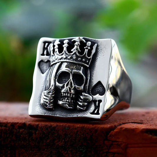 316L Stainless Steel Vintage Crown Skull Ring