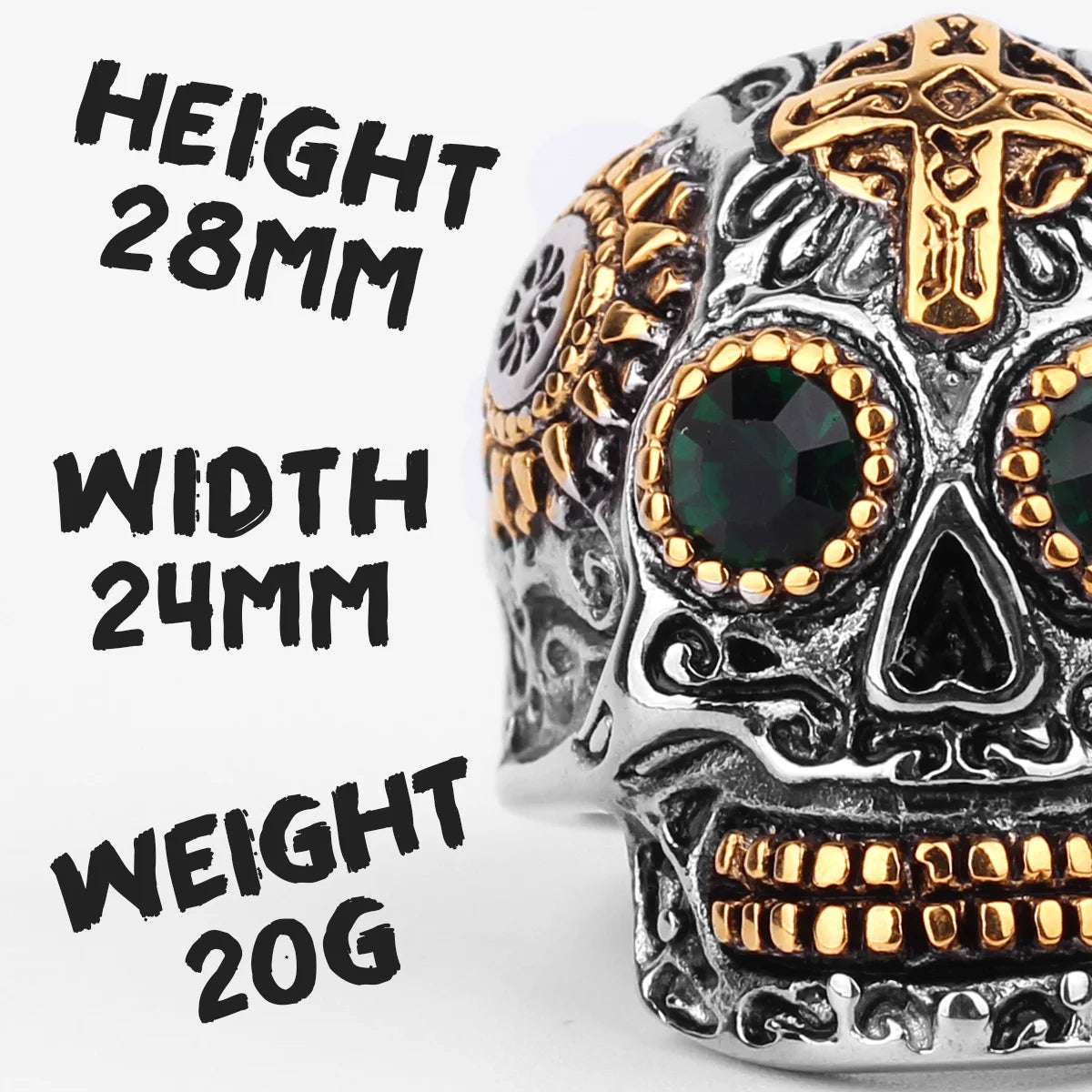 316L Stainless Steel Religious Cross Skull Rings