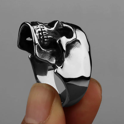316L Stainless Steel Polished Skull Ring