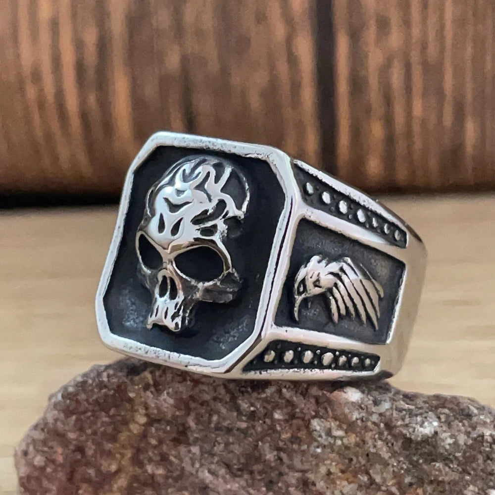 Gothic 316L Stainless Steel Skull Ring