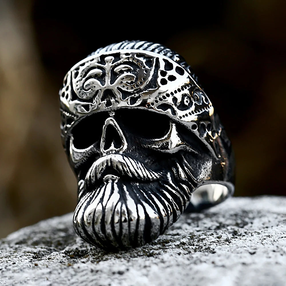316L Stainless Steel Big Beard Skull Rings