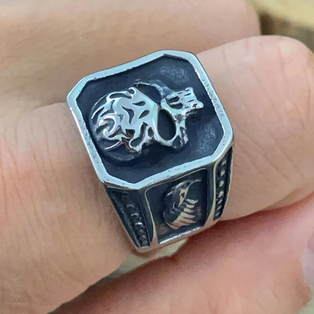 Gothic 316L Stainless Steel Skull Ring