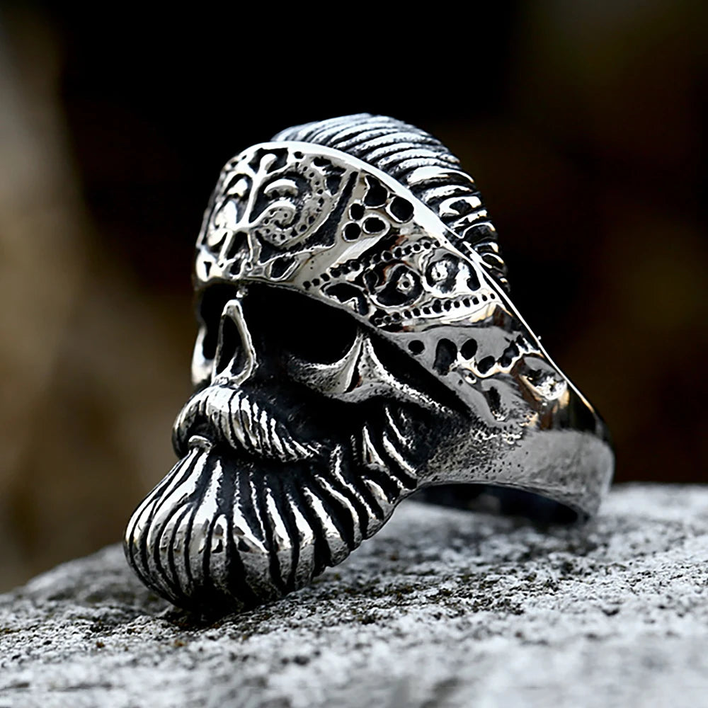 316L Stainless Steel Big Beard Skull Rings