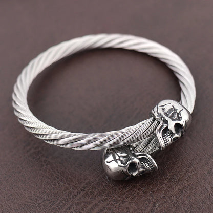 316L Stainless Steel Double Skull Head Bracelet