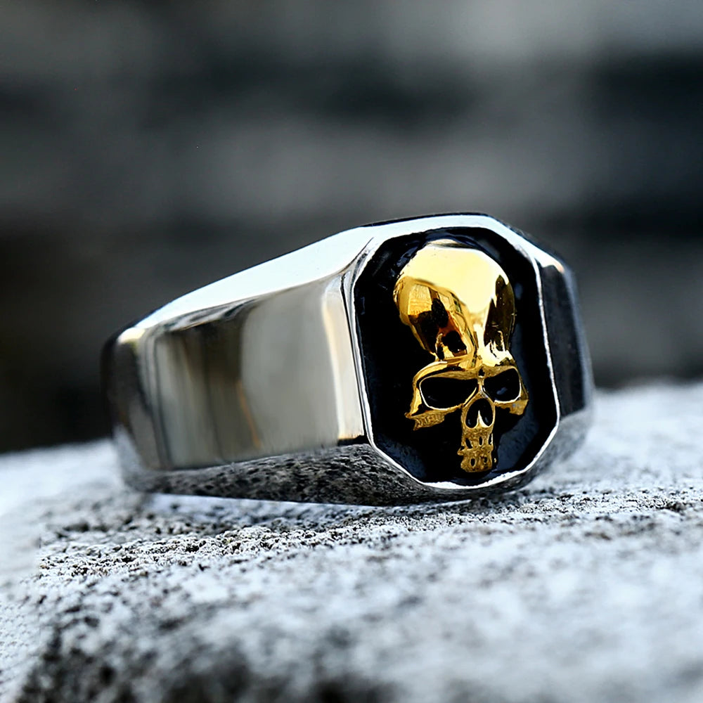 High Polish Vintage 316L Stainless Steel Skull Ring