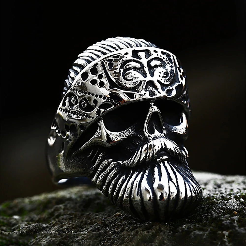 316L Stainless Steel Big Beard Skull Rings