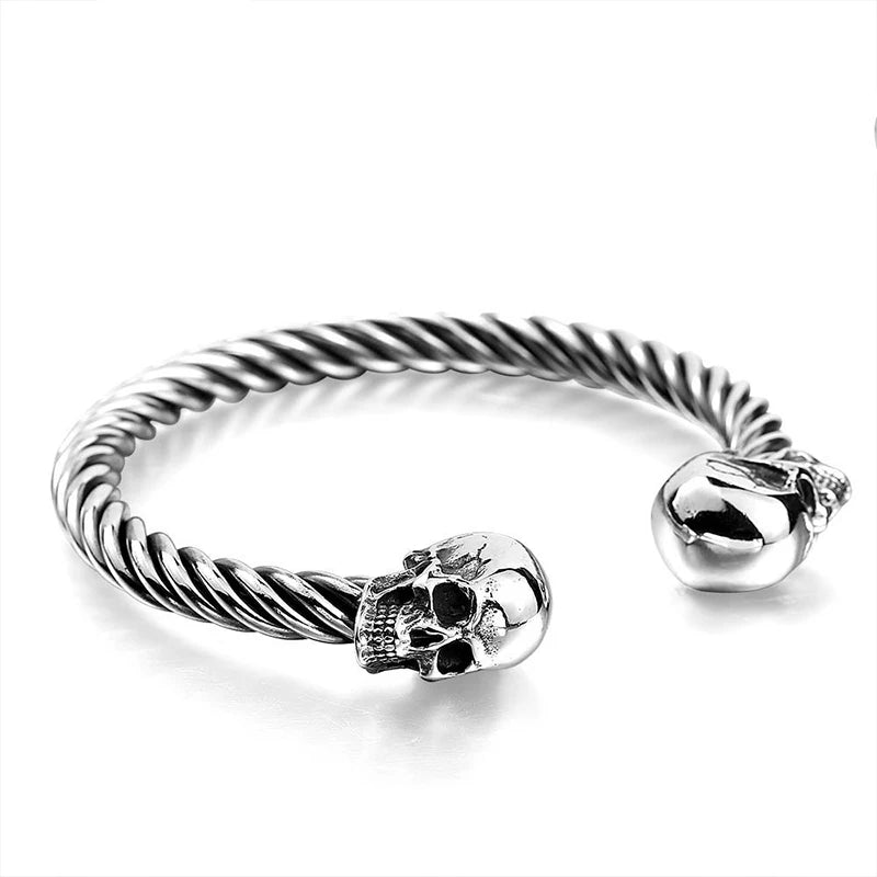 316L Stainless Steel Double Skull Head Bracelet