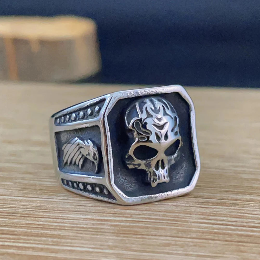 Gothic 316L Stainless Steel Skull Ring