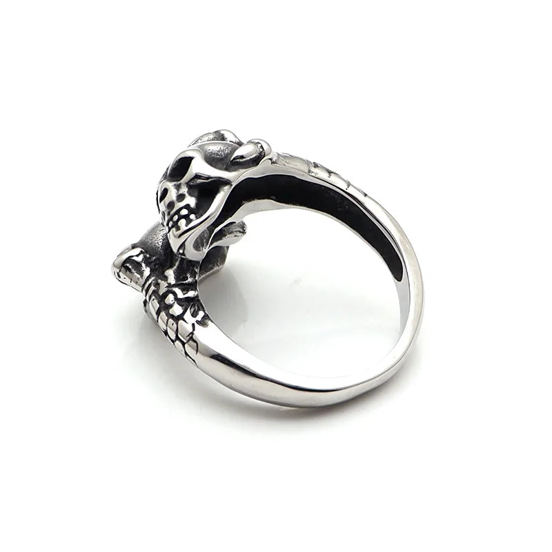 316L Stainless Steel Double Skull Head Ring