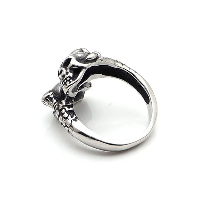 316L Stainless Steel Double Skull Head Ring