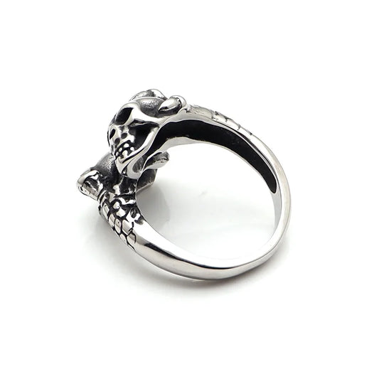 316L Stainless Steel Double Skull Head Ring