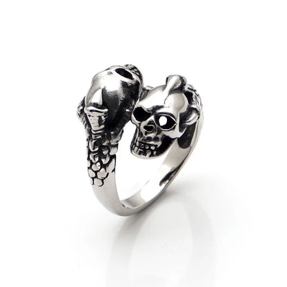316L Stainless Steel Double Skull Head Ring