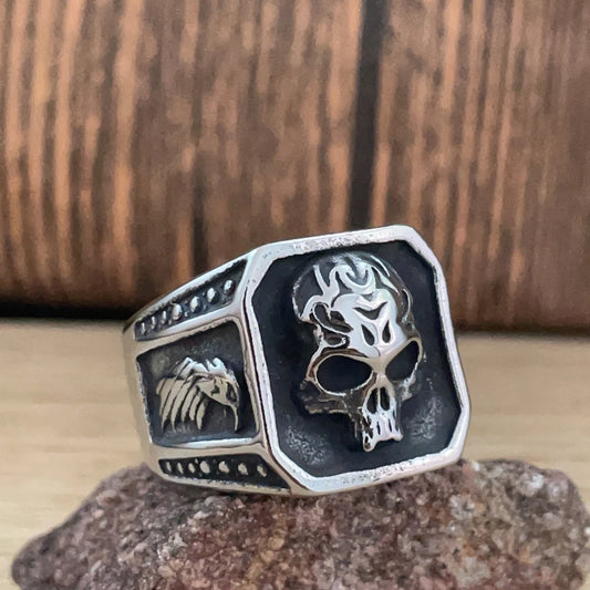 Gothic 316L Stainless Steel Skull Ring