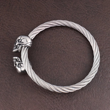 316L Stainless Steel Double Skull Head Bracelet