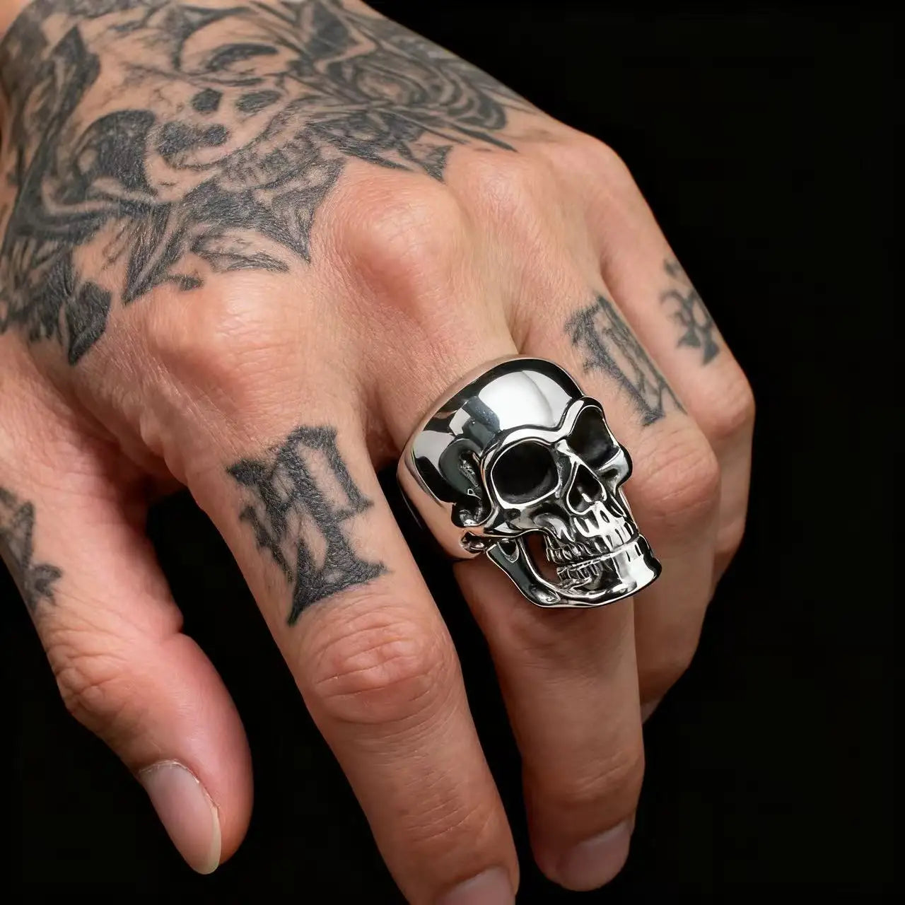 316L Stainless Steel Polished Skull Ring