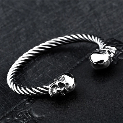 High Quality 316L Stainless Steel Double Skull Bracelet