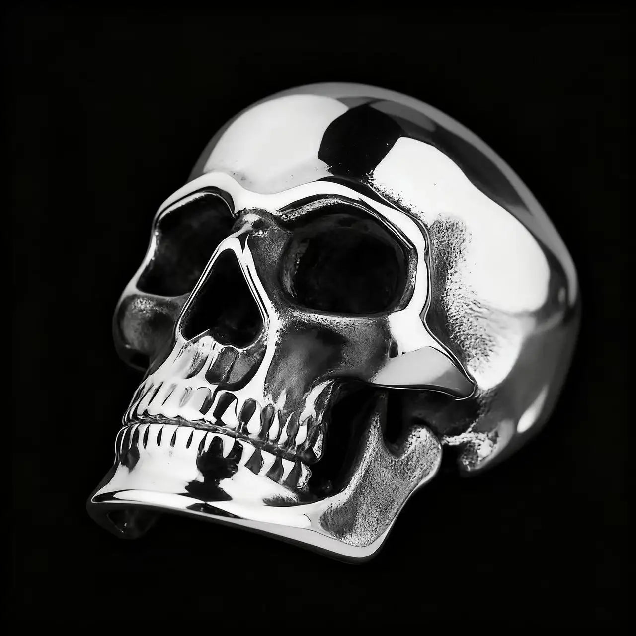 316L Stainless Steel Polished Skull Ring