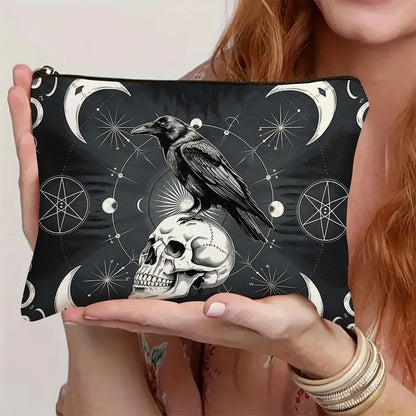 Halloween Crow Skull Makeup Bag