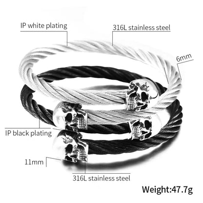 316L Stainless Steel Double Skull Head Bracelet