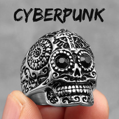 316L Stainless Steel Religious Cross Skull Rings