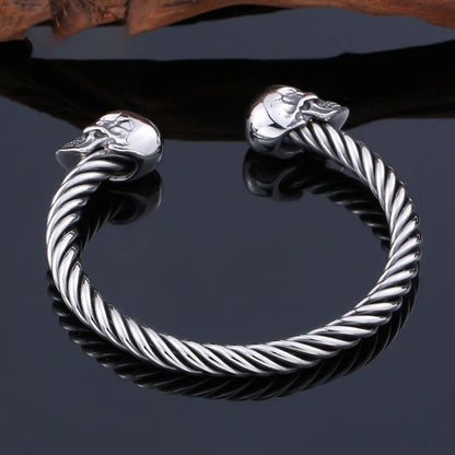 High Quality 316L Stainless Steel Double Skull Bracelet