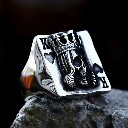 316L Stainless Steel Vintage Crown Skull Ring