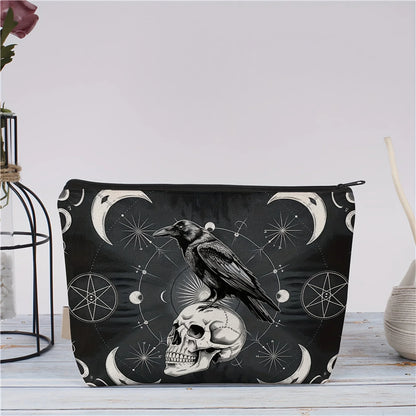 Halloween Crow Skull Makeup Bag
