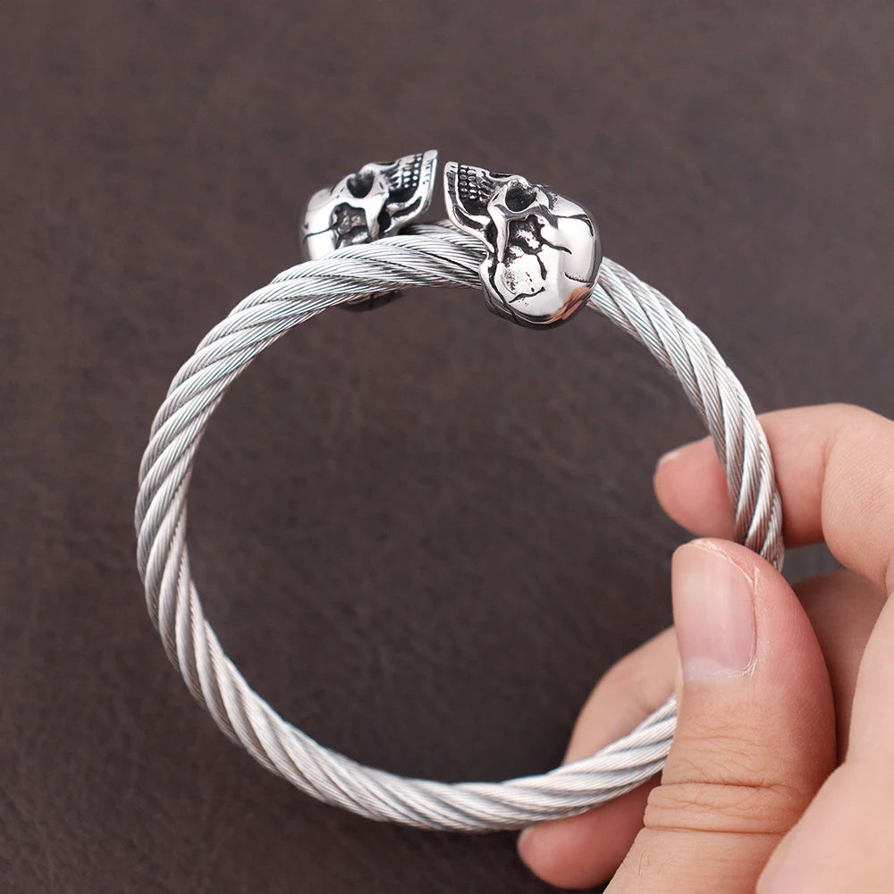 316L Stainless Steel Double Skull Head Bracelet