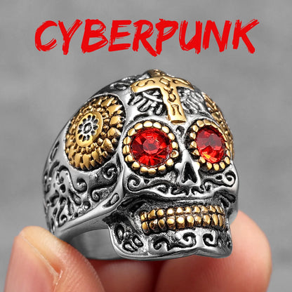 316L Stainless Steel Religious Cross Skull Rings